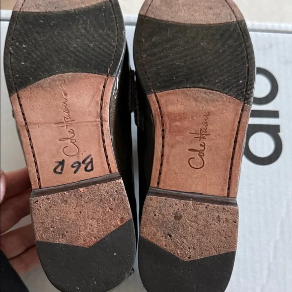 Cole Haan Metallic Brown Patent Leather Tassel Loafers - Picture 2 of 2